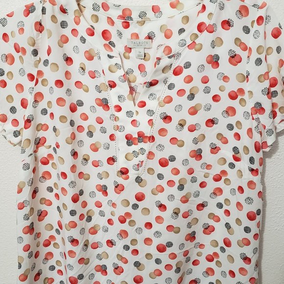 Talbots V Front Neck Short Sleeve Blouse Size Small Petite - Picture 2 of 7